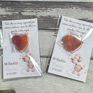 Tarjeta de agradecimiento oso rosa con globos