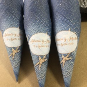 Cono boda marinero azul