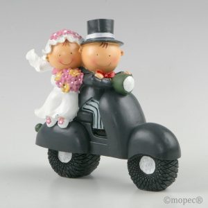 Figura/hucha para pastel de novios Pit & Pita en moto Y70