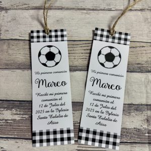 Marcapáginas pelota de fútbol y cuadros vichy