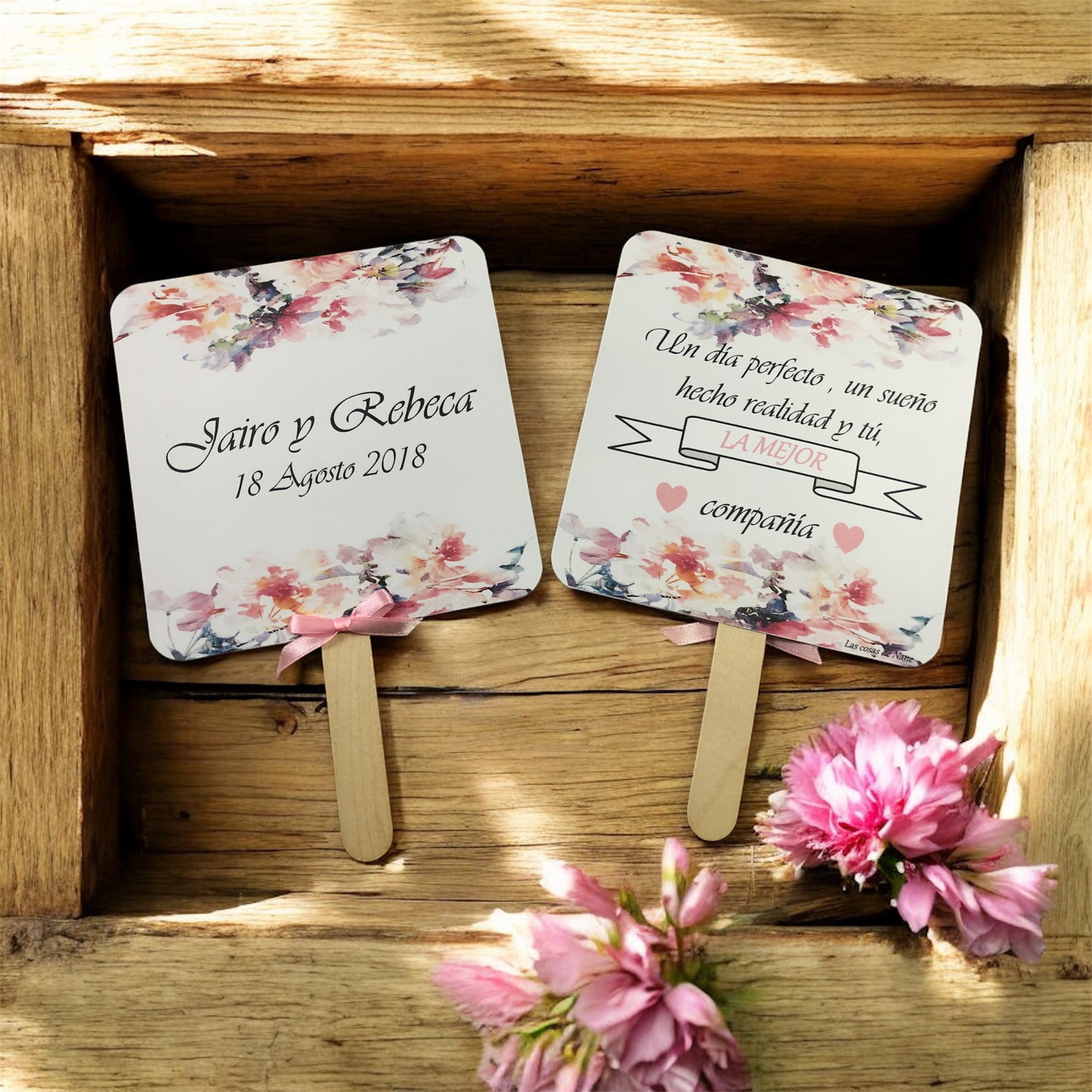 Pai pai boda acuarela rosa