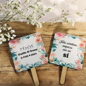 Pai pai boda flores acuarela verde y naranja