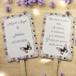 Pai pai boda flores pequeñas lila con mariposas (opcionales)