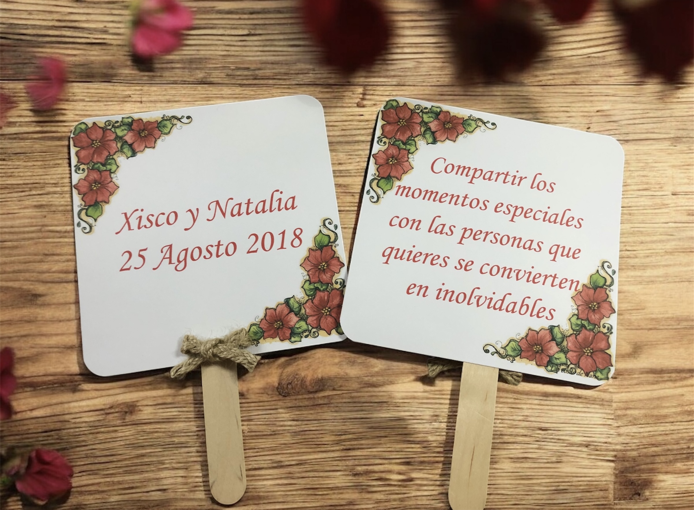 Pai pai boda flores rojas esquina