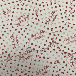 Tarjeta para detalles fondo topos rojos