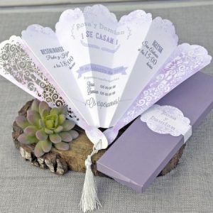 Invitación de boda abanico corte láser 39332