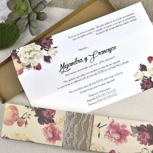 Invitación de boda caja floreada 39601