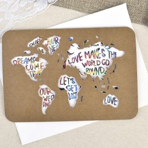 Invitación de boda mapa del mundo corte láser 39602