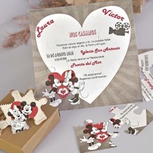 Invitacion de boda puzzle Minnie y Mickey 39738