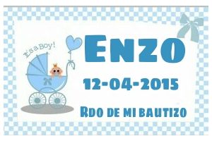 Tarjeta para detalles carrito bebé en azul y rosa