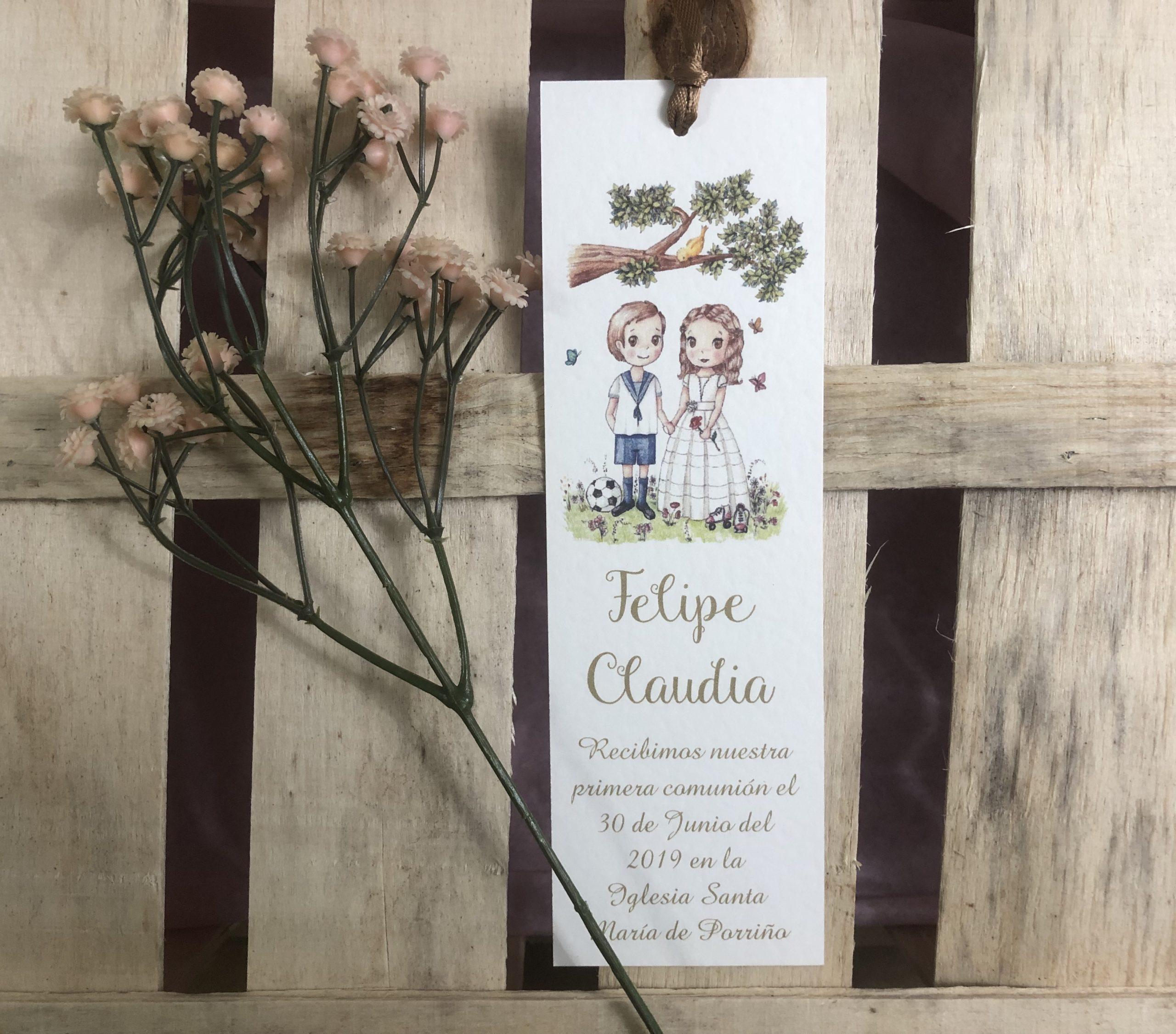 Marcapáginas comunión mellizos