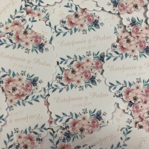 Tarjeta para detalles fondo flores rosas con hojas - Imagen 2