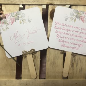Pai pai boda flores rosa claro y hojas