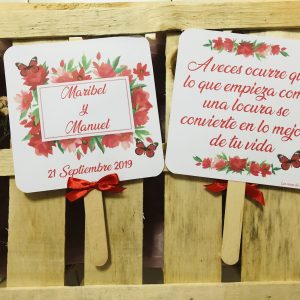 Pai pai boda flores rojas con mariposas