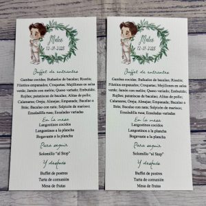 Minuta corona olivo con niño comunión