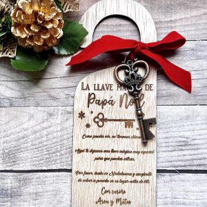 Colgador de madera personalizado "Llave mágica de Papá Noel"