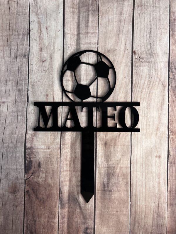 Cake topper metacrilato negro fútbol