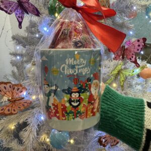 Taza navidad Papá Noel y muñeco de nieve con chuches