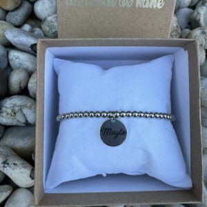 Pulsera acero bolitas con medalla