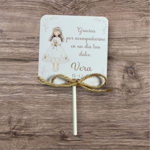 Piruleta de agradecimiento niña ramo flores