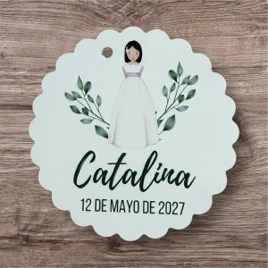 Tarjeta detalles niña ramas olivo